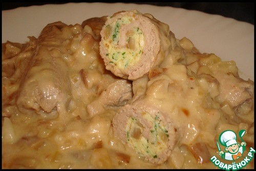 Крученики в подливке из белых грибов