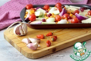 Люля-кебаб с фруктово-овощным гарниром Люля-кебаб с фруктово-овощным гарниром