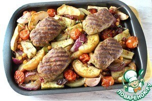 Люля-кебаб с фруктово-овощным гарниром Люля-кебаб с фруктово-овощным гарниром