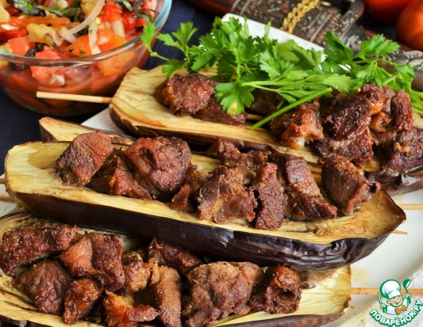 Мцвади в баклажане