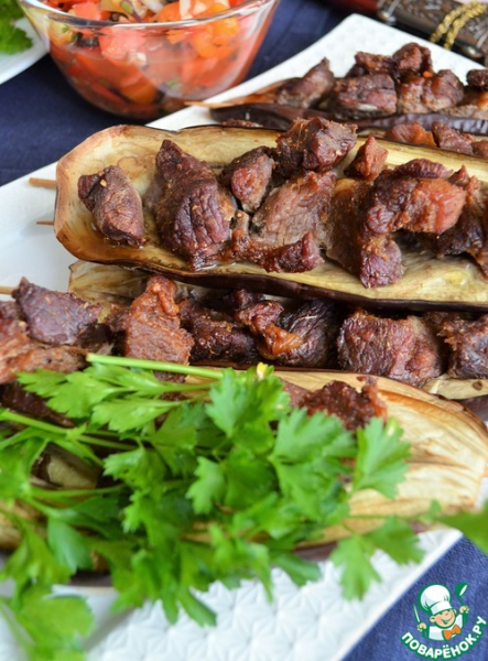 Мцвади в баклажане