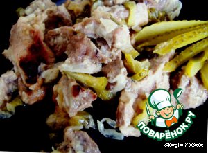 Мясо с солеными огурцами "По-новому" Мясо с солеными огурцами "По-новому"
