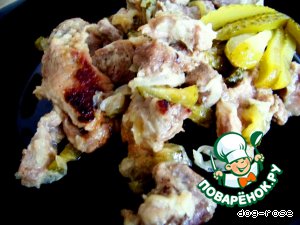 Мясо с солеными огурцами "По-новому" Мясо с солеными огурцами "По-новому"