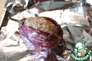 Мятый баклажан, фаршированный бараниной Мятый баклажан, фаршированный бараниной