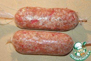 Мусс из лосося с крабовыми палочками на ложе из картофельного гратена