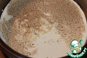 Мусс из лосося с крабовыми палочками на ложе из картофельного гратена