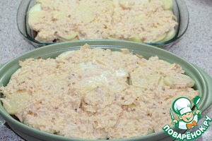 Овощной гратен с куриной печенью Овощной гратен с куриной печенью