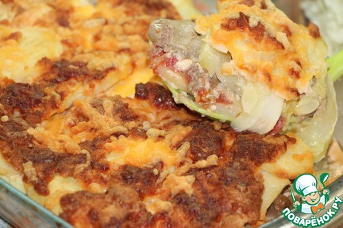 Овощной гратен с куриной печенью Овощной гратен с куриной печенью