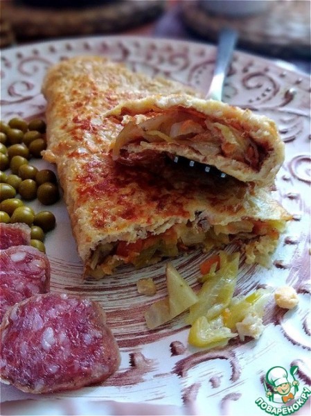 Овсяноблин с тушёной ранней молодой капустой Овсяноблин с тушёной ранней молодой капустой