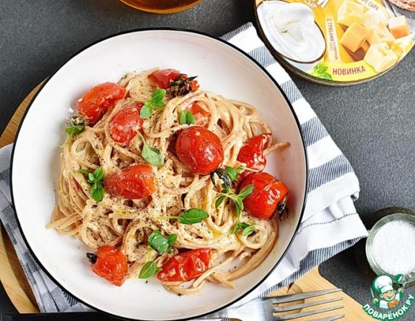 Паста с жареными помидорами Паста с жареными помидорами