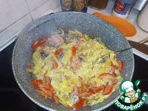 Паста со сметаной, грибами и сыром Паста со сметаной, грибами и сыром