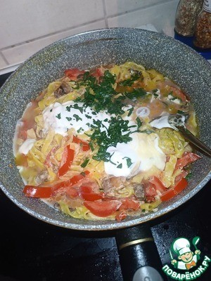 Паста со сметаной, грибами и сыром Паста со сметаной, грибами и сыром