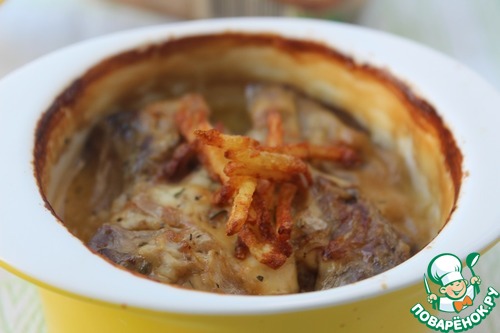 Печень под сырным соусом