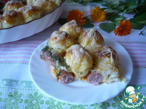 Пирог из картофельного пюре с колбасками Пирог из картофельного пюре с колбасками