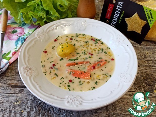 Рыбный сливочный суп с полентой Рыбный сливочный суп с полентой