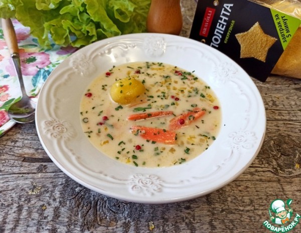 Рыбный сливочный суп с полентой Рыбный сливочный суп с полентой