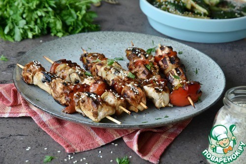 Шашлычки из индейки с медом и чесноком Шашлычки из индейки с медом и чесноком