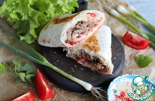 Шаурма с бараниной и обжаренными овощами Шаурма с бараниной и обжаренными овощами