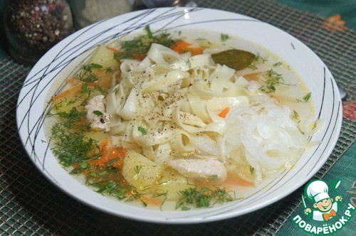 Суп-лапша с маринованным луком