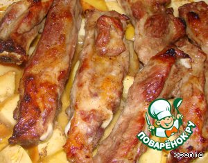 Свиные ребрышки, запеченные в яблоках Свиные ребрышки, запеченные в яблоках