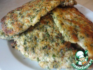 Сырная панировка с зеленью и блюда с ней