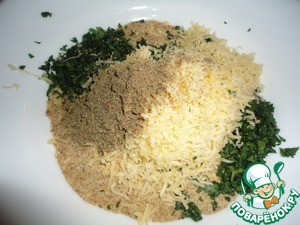 Сырная панировка с зеленью и блюда с ней