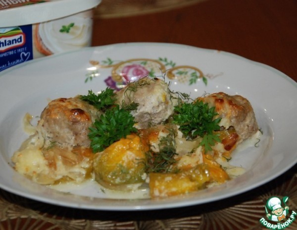 Сырная тыква с тефтелями