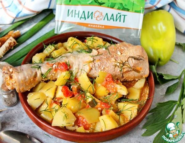 Тушеная голень индейки в соусе Тушеная голень индейки в соусе