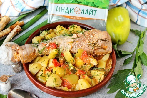 Тушеная голень индейки в соусе Тушеная голень индейки в соусе