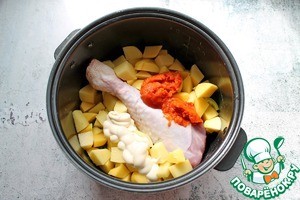 Тушеная голень индейки в соусе Тушеная голень индейки в соусе