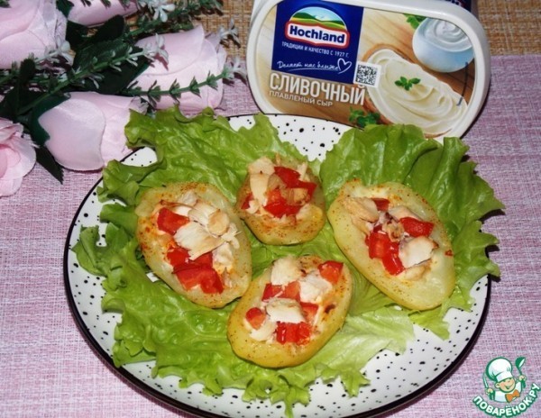 Вкусный фаршированный картофель с плавленым сыром Вкусный фаршированный картофель с плавленым сыром