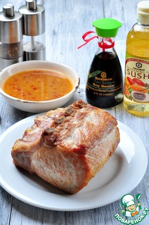Запеченная свиная корейка в мандариновом соусе Запеченная свиная корейка в мандариновом соусе
