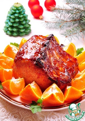 Запеченная свиная корейка в мандариновом соусе Запеченная свиная корейка в мандариновом соусе