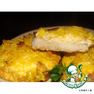 Запечeнное мясо под сырным суфле и хрустящей корочкой