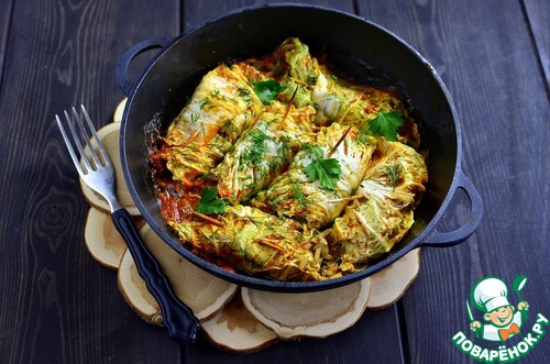 Запеченные голубцы из пекинской капусты Запеченные голубцы из пекинской капусты