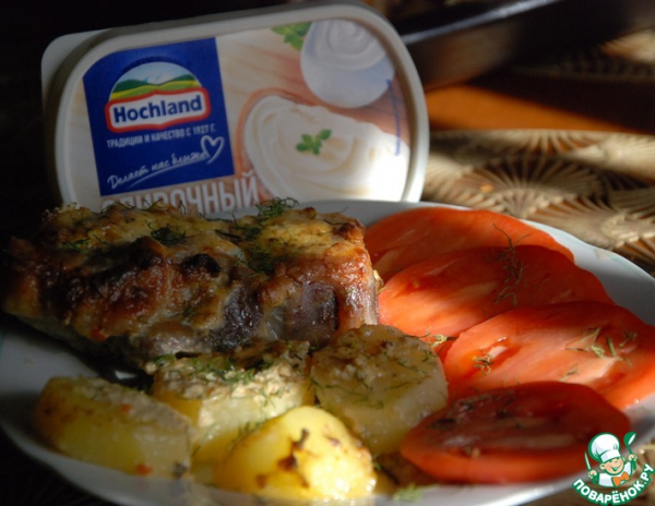 Запеченный картофель с сырными ребрышками