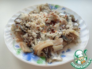 Запечённые перцы с мойвой