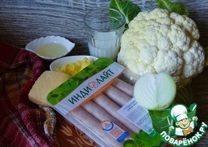 Запеканка из цветной капусты и колбасок Запеканка из цветной капусты и колбасок