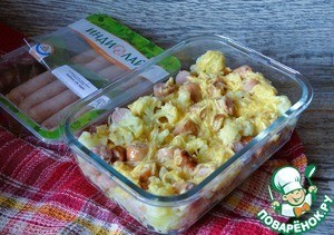 Запеканка из цветной капусты и колбасок Запеканка из цветной капусты и колбасок