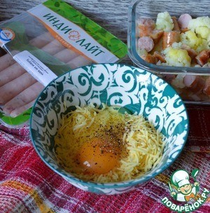 Запеканка из цветной капусты и колбасок Запеканка из цветной капусты и колбасок