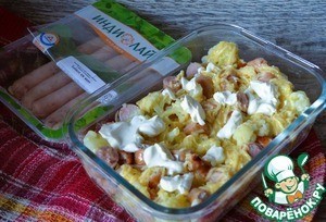 Запеканка из цветной капусты и колбасок Запеканка из цветной капусты и колбасок