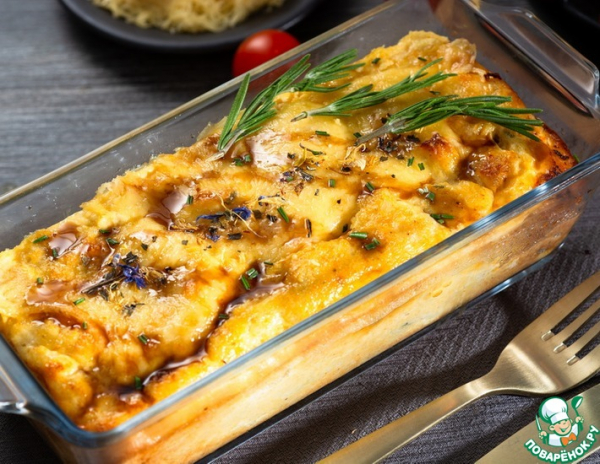 Запеканка из поленты с зубаткой и сыром Запеканка из поленты с зубаткой и сыром