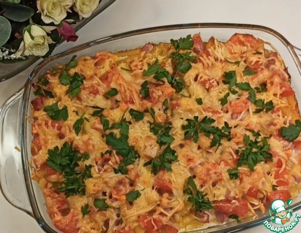 Запеканка "Ленивая жена" из макарон с сыром