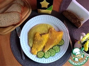 Жареная камбала в хрустящей панировке Жареная камбала в хрустящей панировке