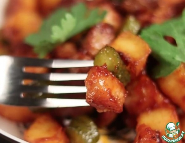 Жареный картофель с мясом Жареный картофель с мясом