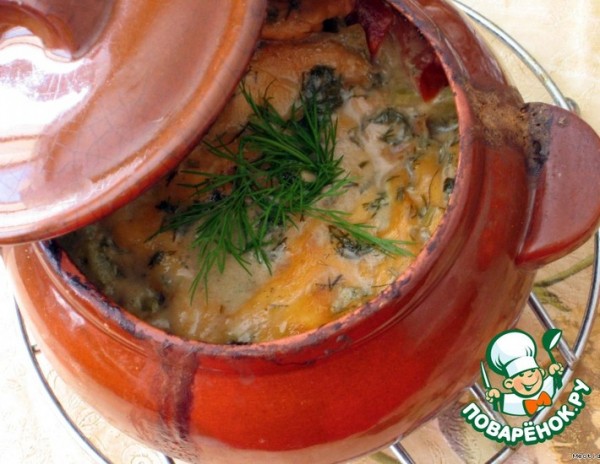 Жаркое в горшочке под сырной шапочкой Жаркое в горшочке под сырной шапочкой