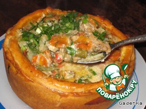 Жаркое в съедобном горшочке