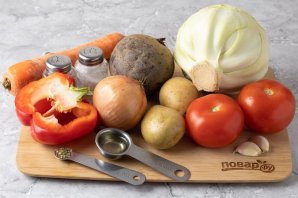 Борщ без мяса без зажарки со свеклой Борщ без мяса без зажарки со свеклой