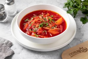 Борщ без мяса без зажарки со свеклой Борщ без мяса без зажарки со свеклой