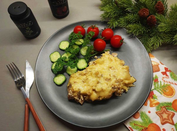 Мясо по-французски с грибами